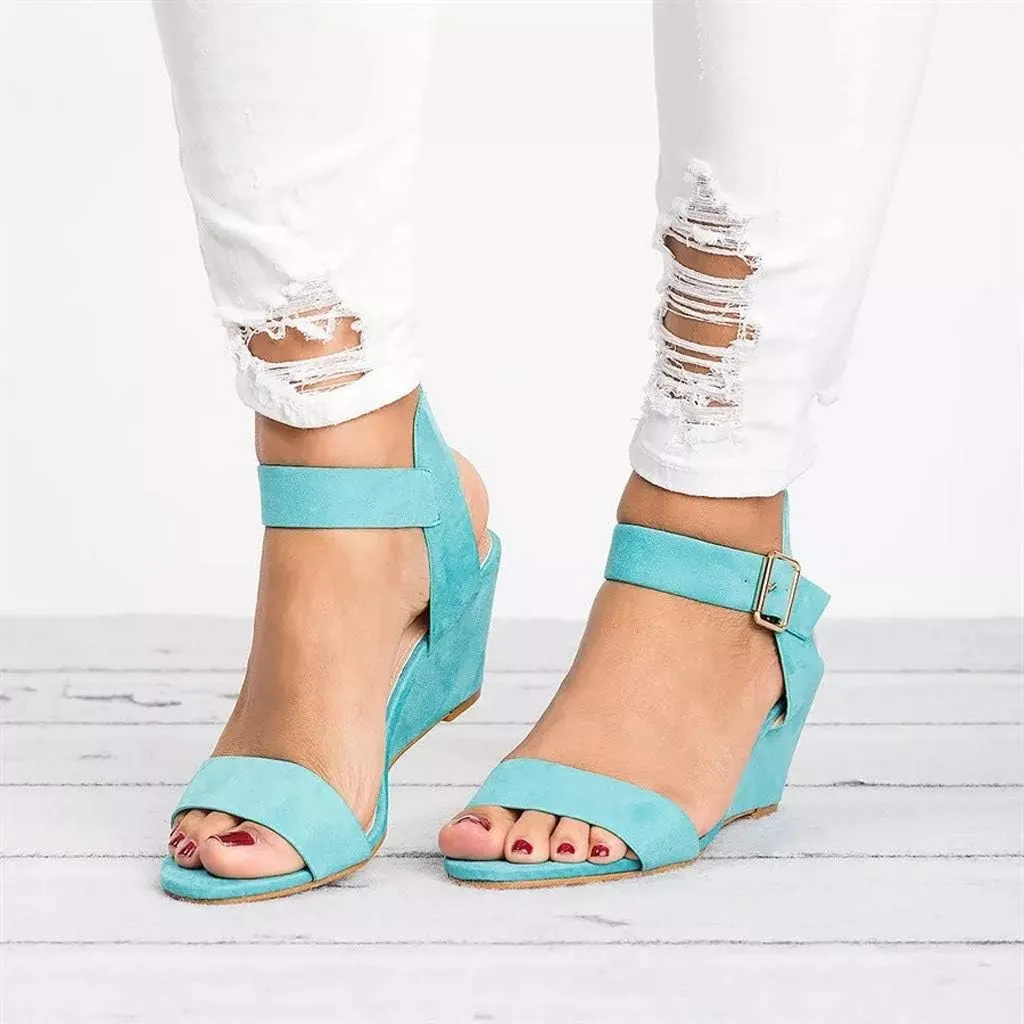 Eduavar Womens Wedge Sandals, Womens Sandals Casual Summer Open Toe Ankle Strap Wedge Sandals Summer Dress Shoes