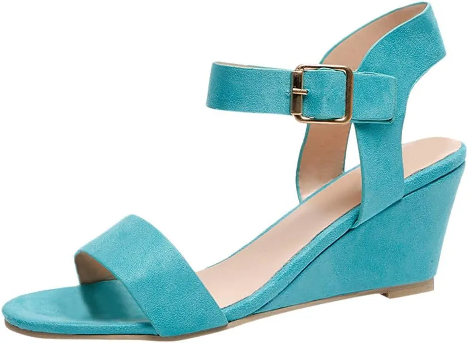 Eduavar Womens Wedge Sandals, Womens Sandals Casual Summer Open Toe Ankle Strap Wedge Sandals Summer Dress Shoes