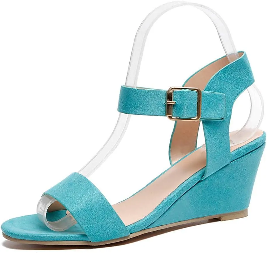 Eduavar Womens Wedge Sandals, Womens Sandals Casual Summer Open Toe Ankle Strap Wedge Sandals Summer Dress Shoes