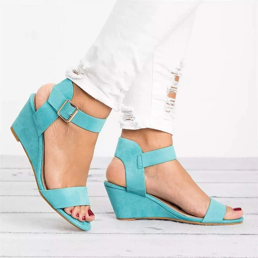 Eduavar Womens Wedge Sandals, Womens Sandals Casual Summer Open Toe Ankle Strap Wedge Sandals Summer Dress Shoes