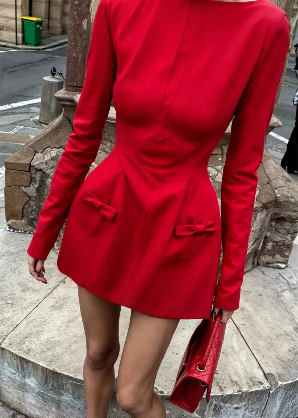 Elionor – Bow accents – Splice mini dress
