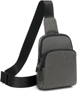 FAIME Small Sling Bag Waterproof Fanny Packs for Men Women Cell Phone Purse Crossbody Shoulder Chest Bag for Running Hiking (Grey)