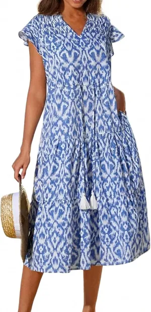 fanmpghleoo Summer Dresses for Women 2025 Drawstring V Neck Floral Dress Tiered Tea Party Beach Wedding Guest Midi Dress