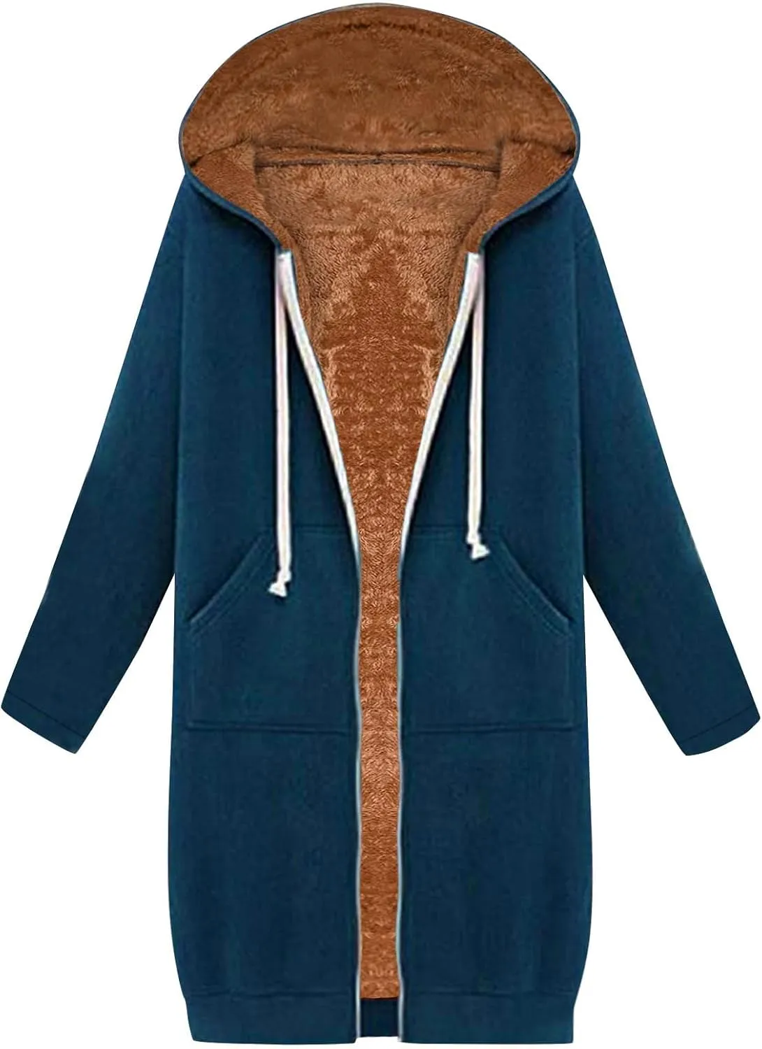 Fleece Lined Hoodie for Women Long Zipper Hoodies Zip Up Oversized Sweatshirts Womens Tunic Sweatshirt Blazer Winter