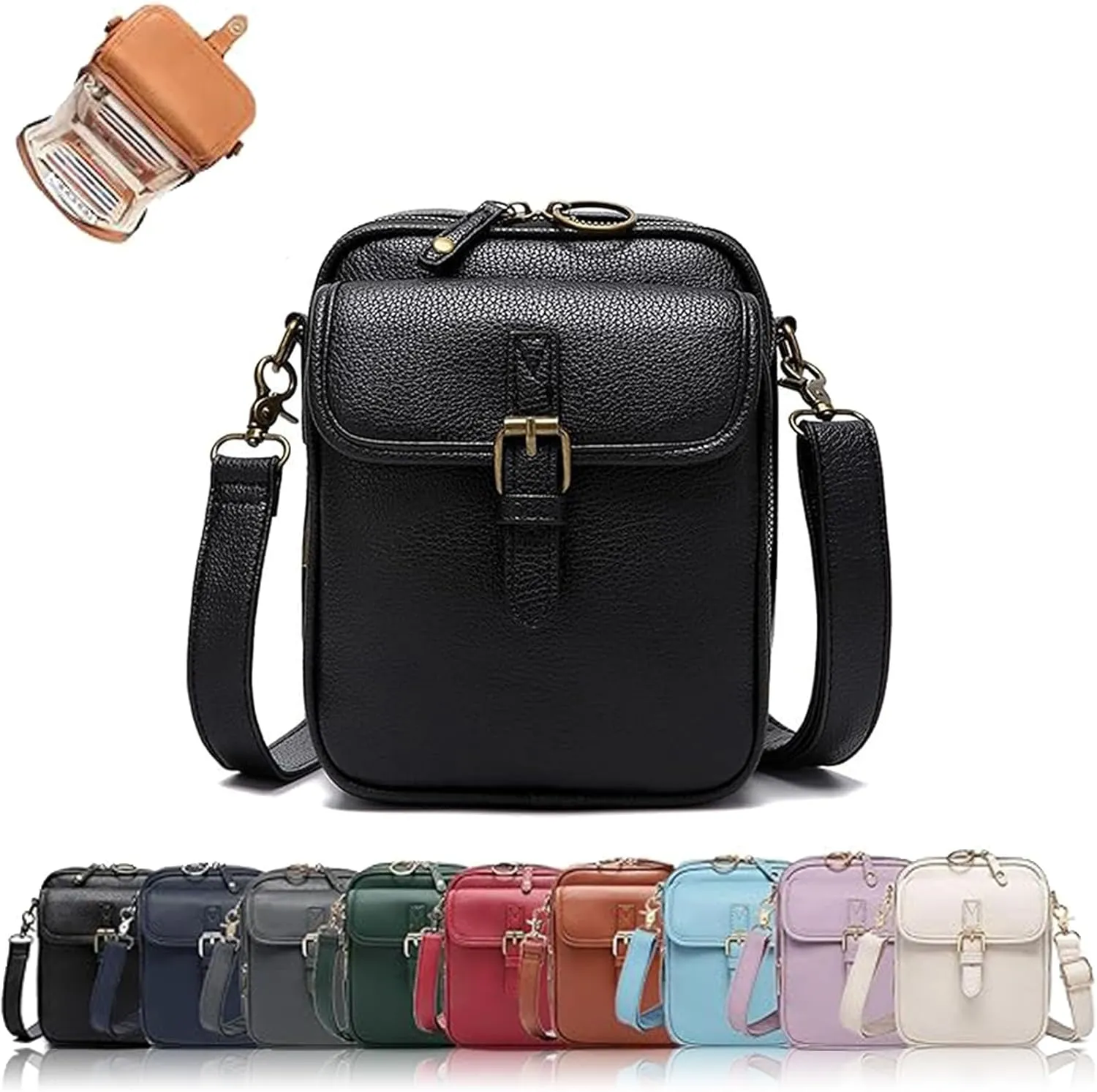 Forcipower Crossbody Bag, Collaboraten1 Crossbody Leather Bag, Vintage Anti Theft Shoulder Bag with Card Slots