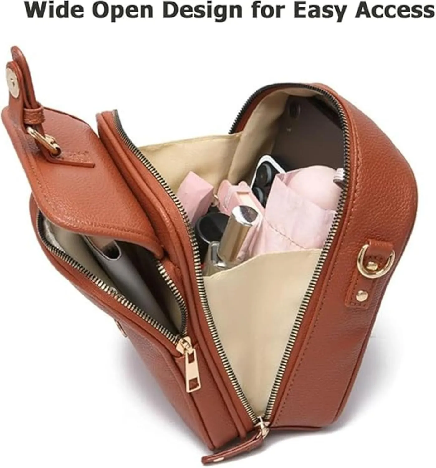 Forcipower Crossbody Bag, Collaboraten1 Crossbody Leather Bag, Vintage Anti Theft Shoulder Bag with Card Slots