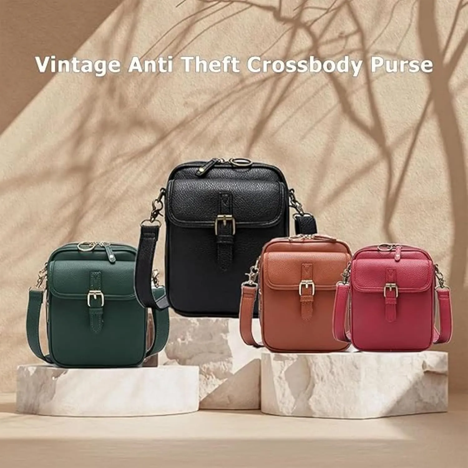 Forcipower Crossbody Bag, Collaboraten1 Crossbody Leather Bag, Vintage Anti Theft Shoulder Bag with Card Slots