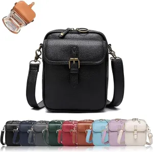 Forcipower Crossbody Bag, Collaboraten1 Crossbody Leather Bag, Vintage Anti Theft Shoulder Bag with Card Slots