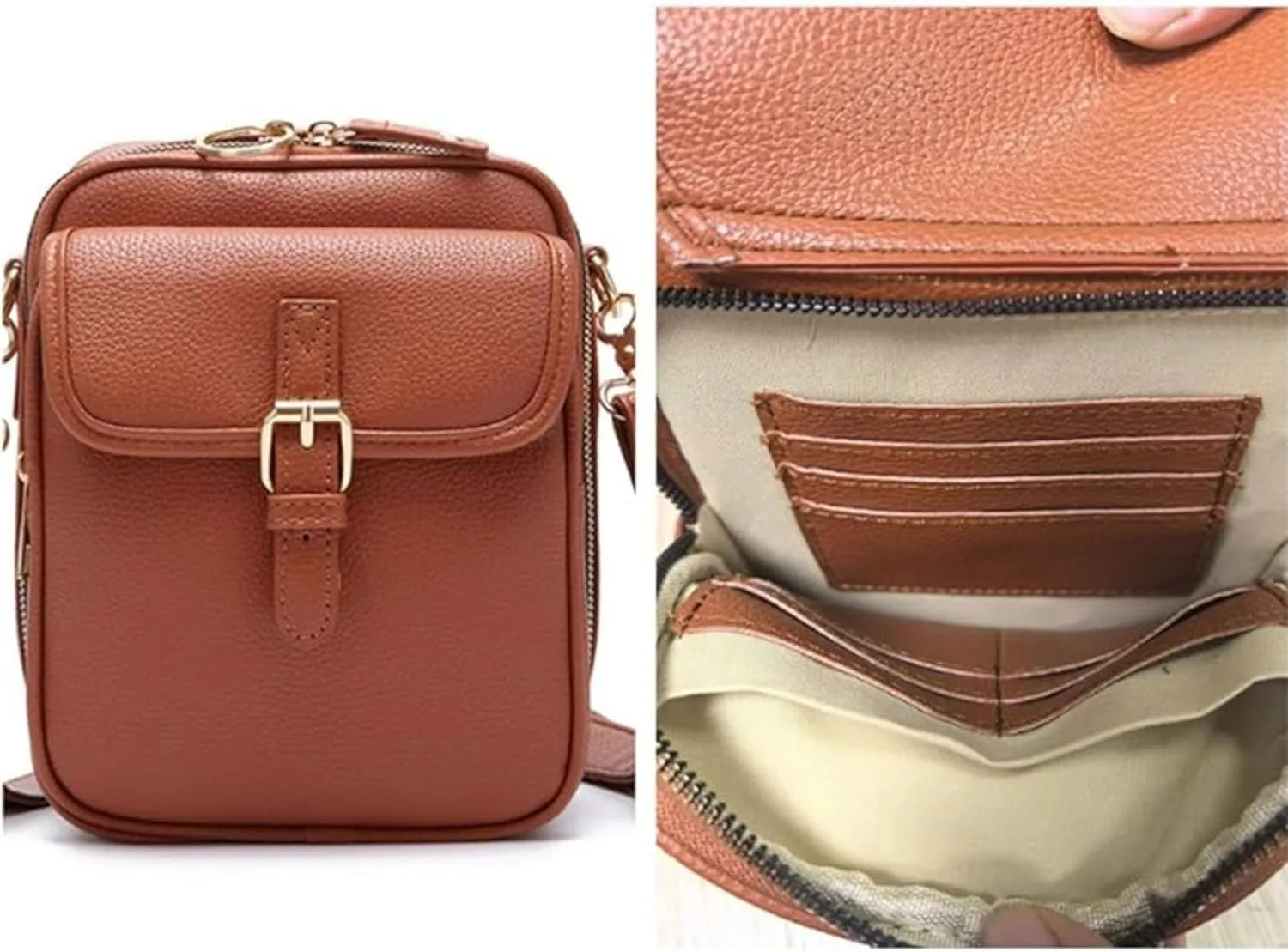 Forcipower Crossbody Bag, Collaboraten1 Crossbody Leather Bag, Vintage Anti Theft Shoulder Bag with Card Slots