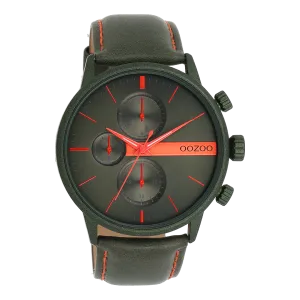 Forest green OOZOO watch with forest green leather strap - C11227