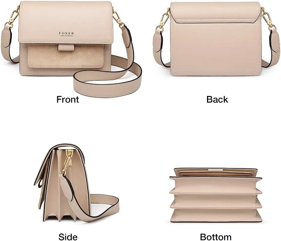 FOXLOVER Small Crossbody Bags for Women,Mini Leather Ladies Alligator pattern Shoulder Bag Handbag Purse with 2 straps