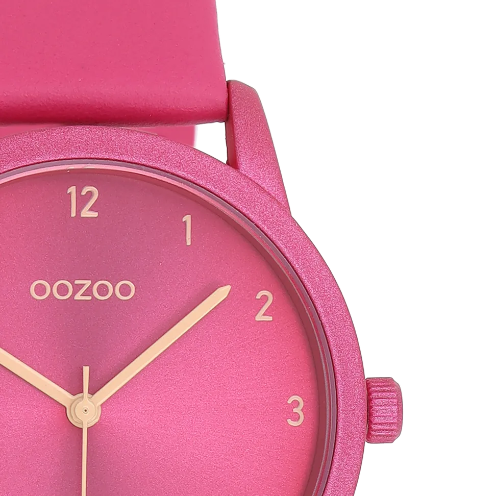 Fuchsia  OOZOO watch with fuchsia  leather strap - C11080