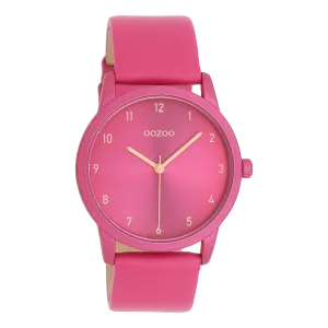 Fuchsia  OOZOO watch with fuchsia  leather strap - C11080
