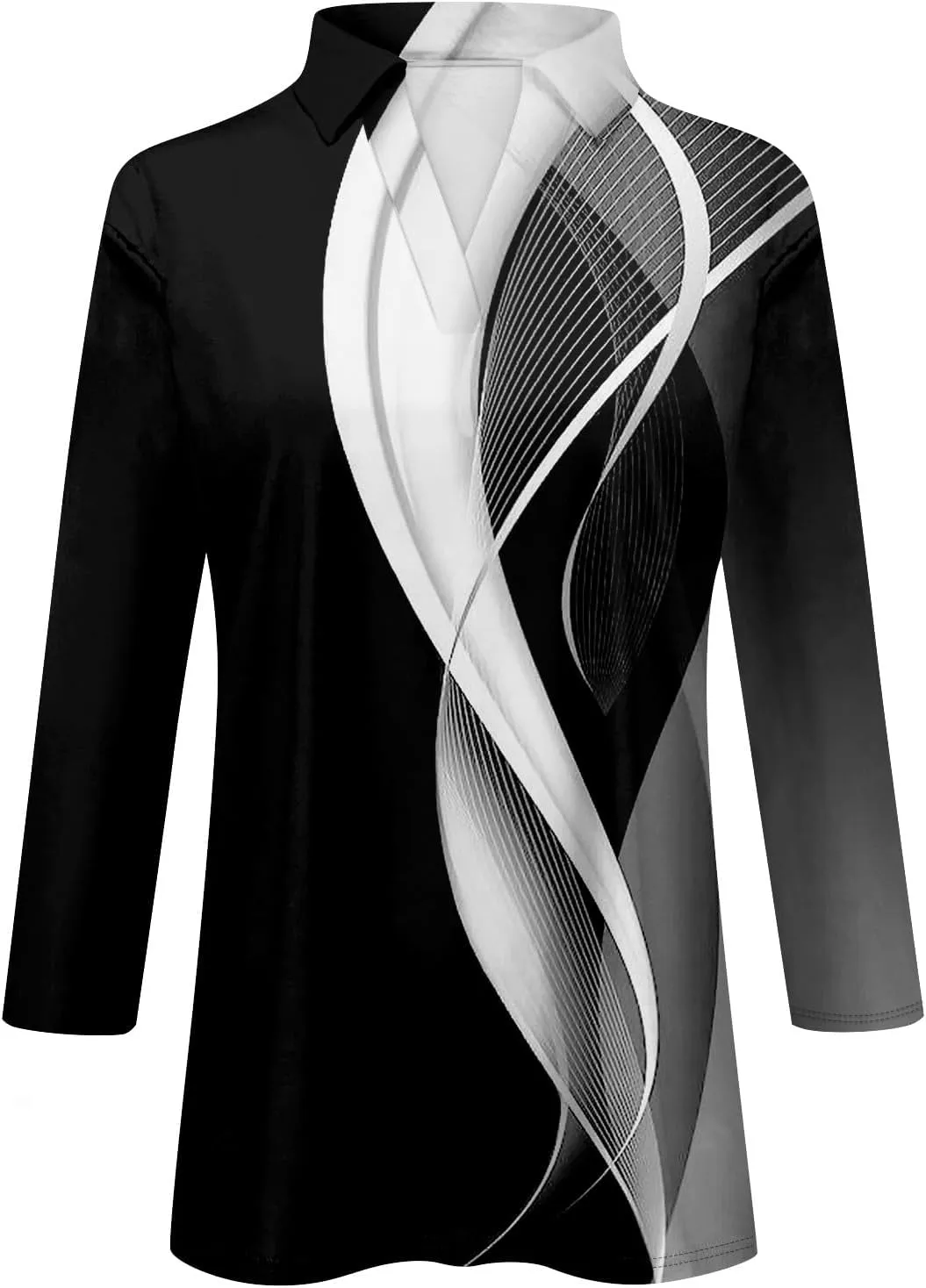 Generic Women's 3/4 Sleeves V Neck Polo T Shirts 2024 Casual Summer Tops Solid Color Basic Collared Plain Tee Blouses