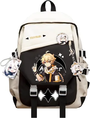 Genshin Impact Backpack Aether Anime Laptop Bookbag Student Backpack 3D Print School Bags Travel Backpack With Gift