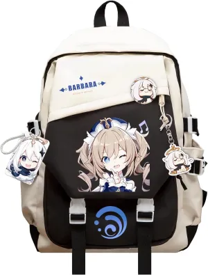 Genshin Impact Backpack Barbara Backpack Cute 3D Printed Laptop Bookbag 17" Large Capacity Travel BackPack With Gift