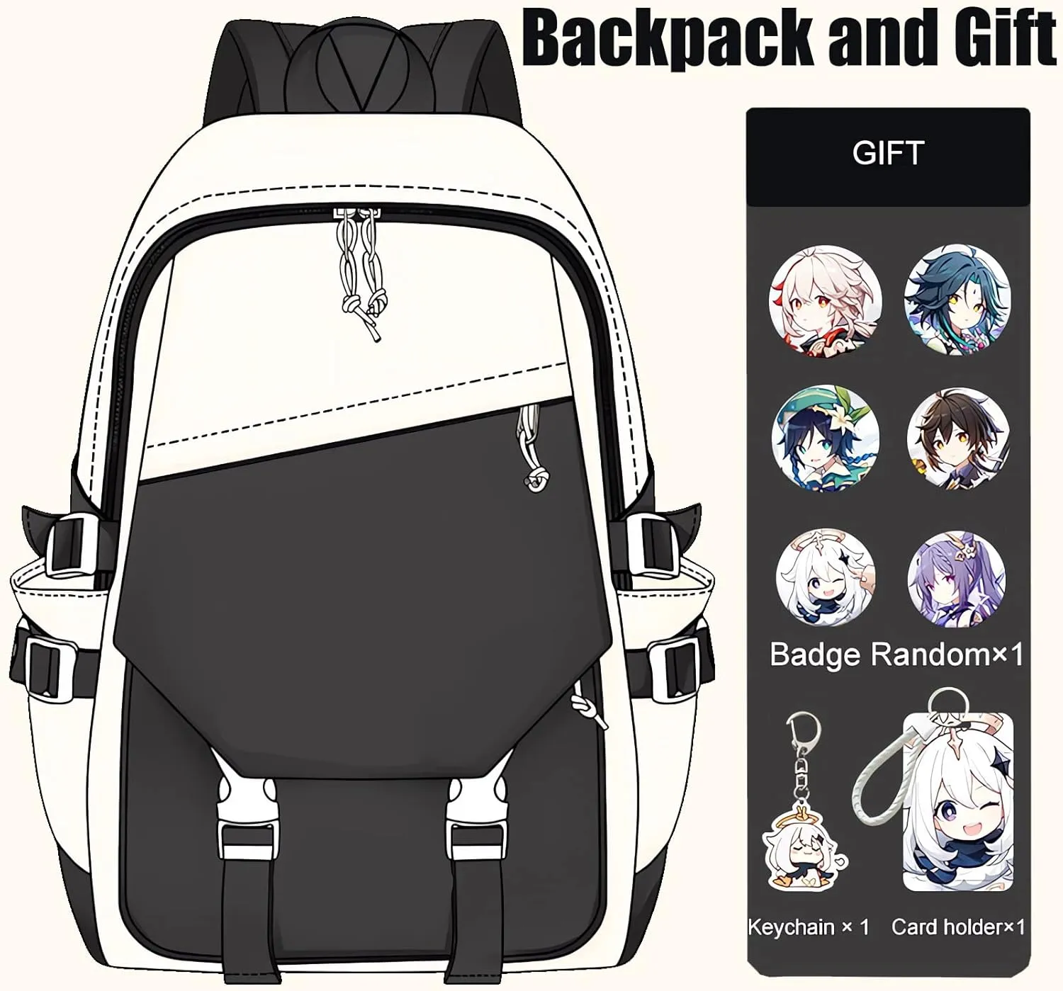 Genshin Impact Backpack Barbara Backpack Cute 3D Printed Laptop Bookbag 17" Large Capacity Travel BackPack With Gift