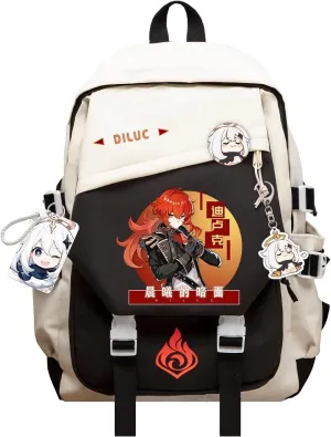Genshin Impact Backpack Diluc Anime Laptop Bookbag Student Backpack 3D Print School Bags Travel Backpack With Gift