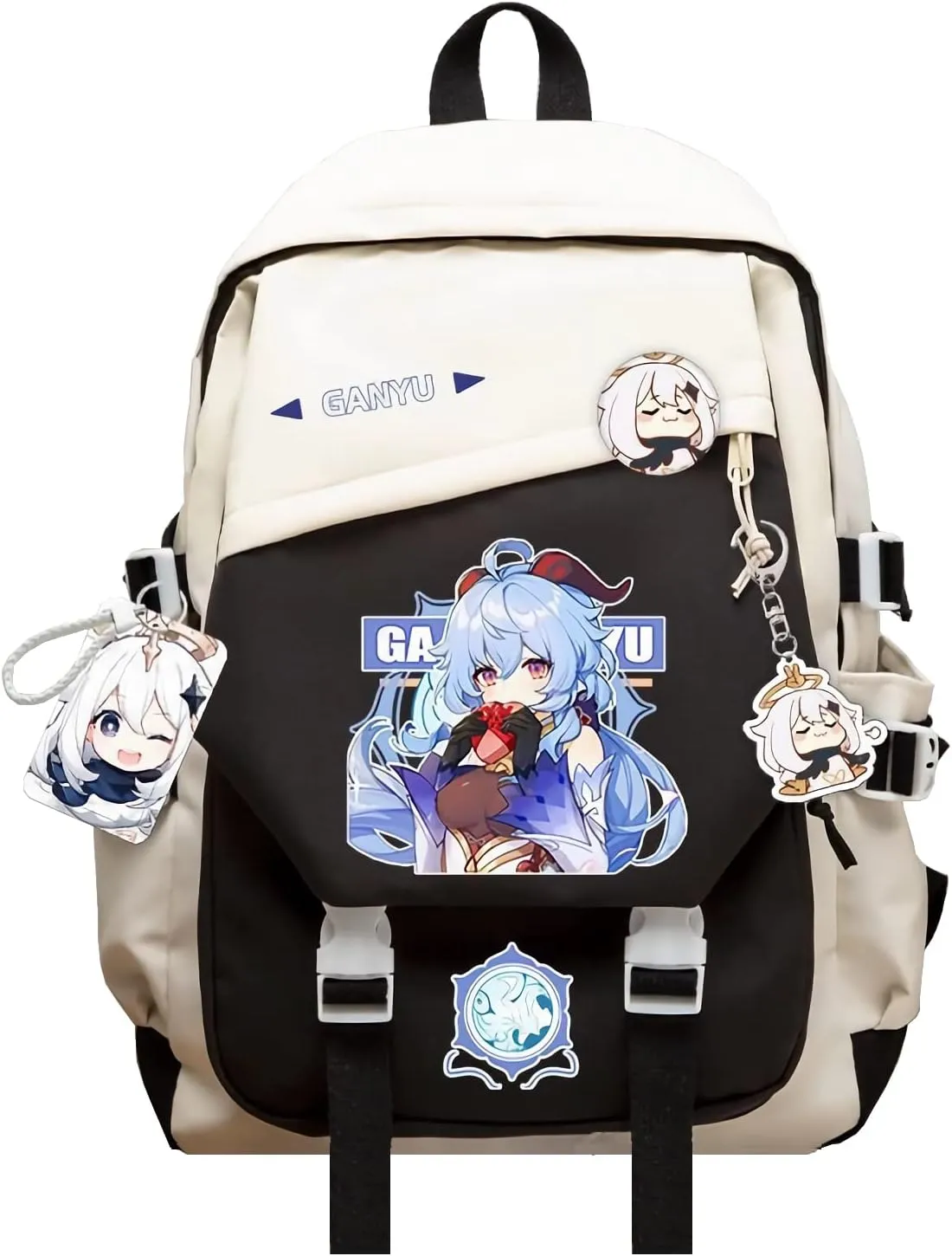 Genshin Impact Backpack Ganyu Backpack Printed Laptop Bookbag 17" Large Capacity Travel BackPack With Gift