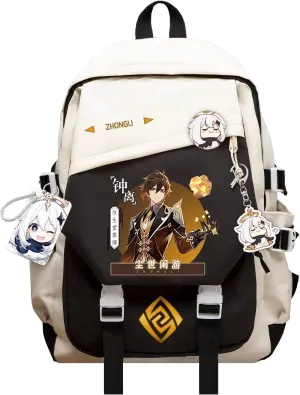 Genshin Impact Backpack Zhongli Anime Laptop Bookbag Student Backpack 3D Print School Bags Travel Backpack With Gift