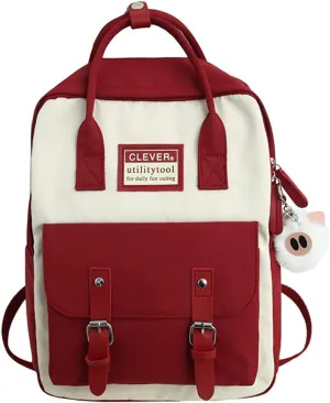 GGOOB Aesthetic Backpack Cute Kawaii Backpack for School Backpack Cute Aesthetic (red)