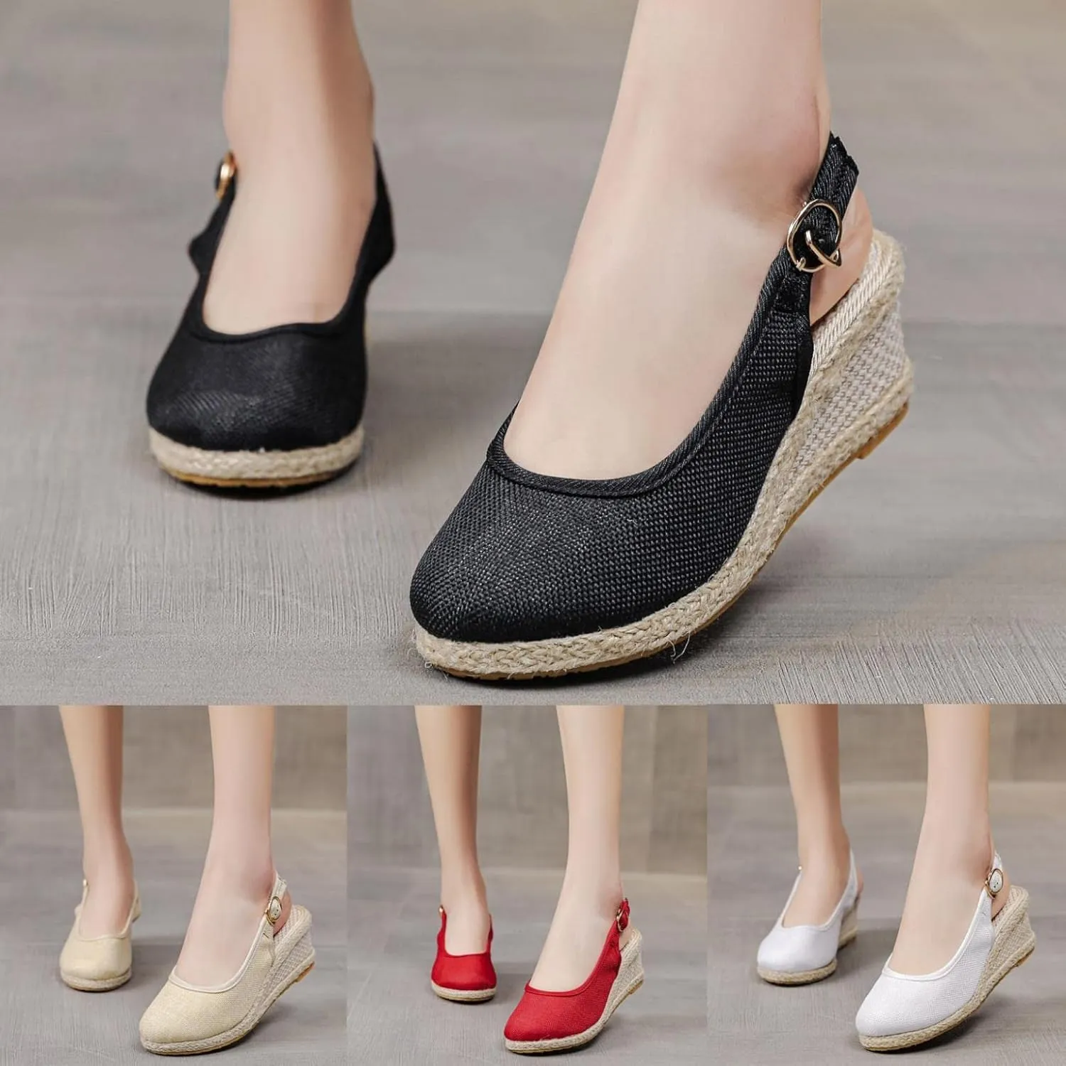 Gibobby Espadrille Wedge,Womens Wedges Sandals Espadrilles Platform Closed Toe Ankle Strap Slingback Summer Casual Sandals