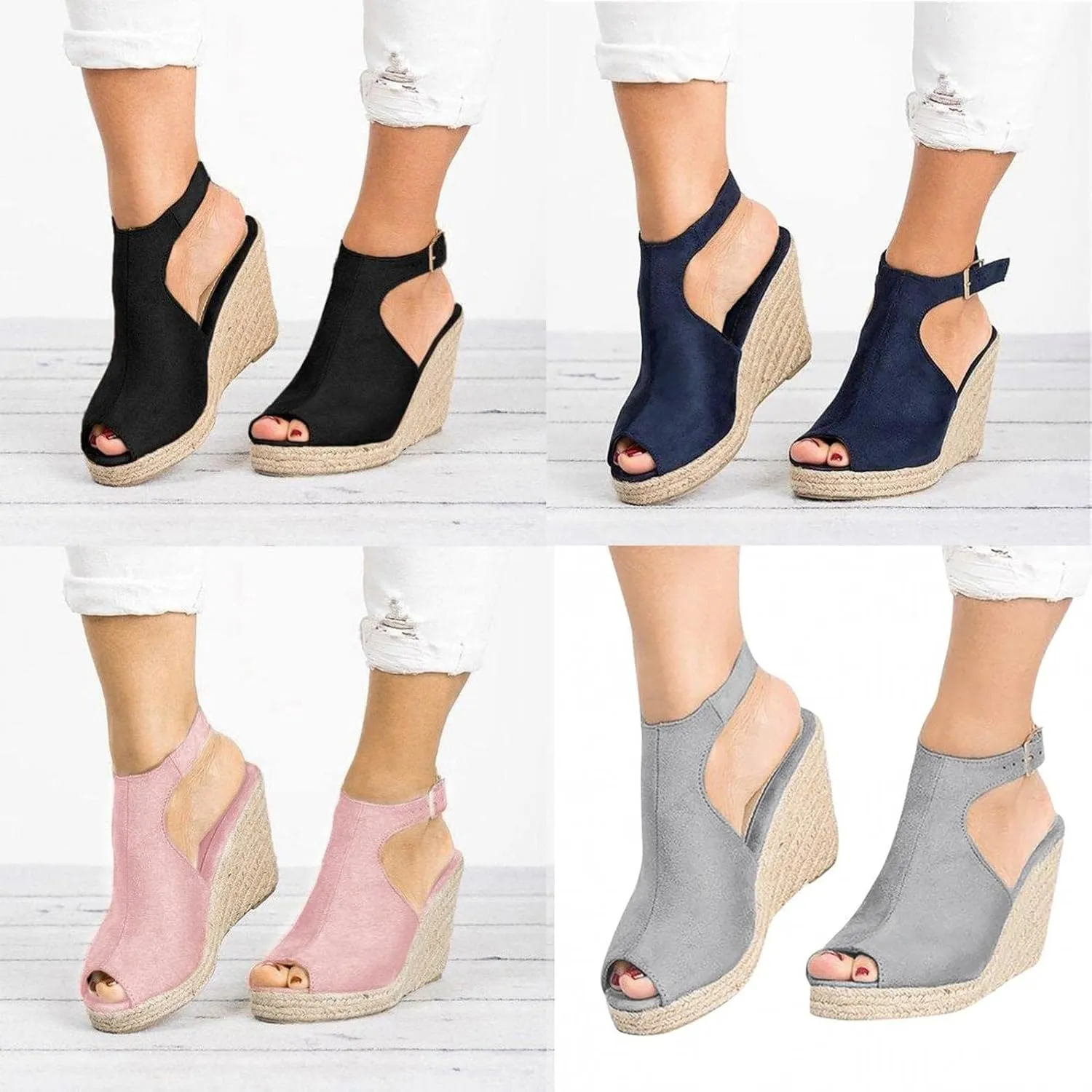 Gibobby Gladiator Sandals for Women,Open Toe Slip On Platform Sandals Espadrilles Zipper Wedges Shallow Beach Shoes
