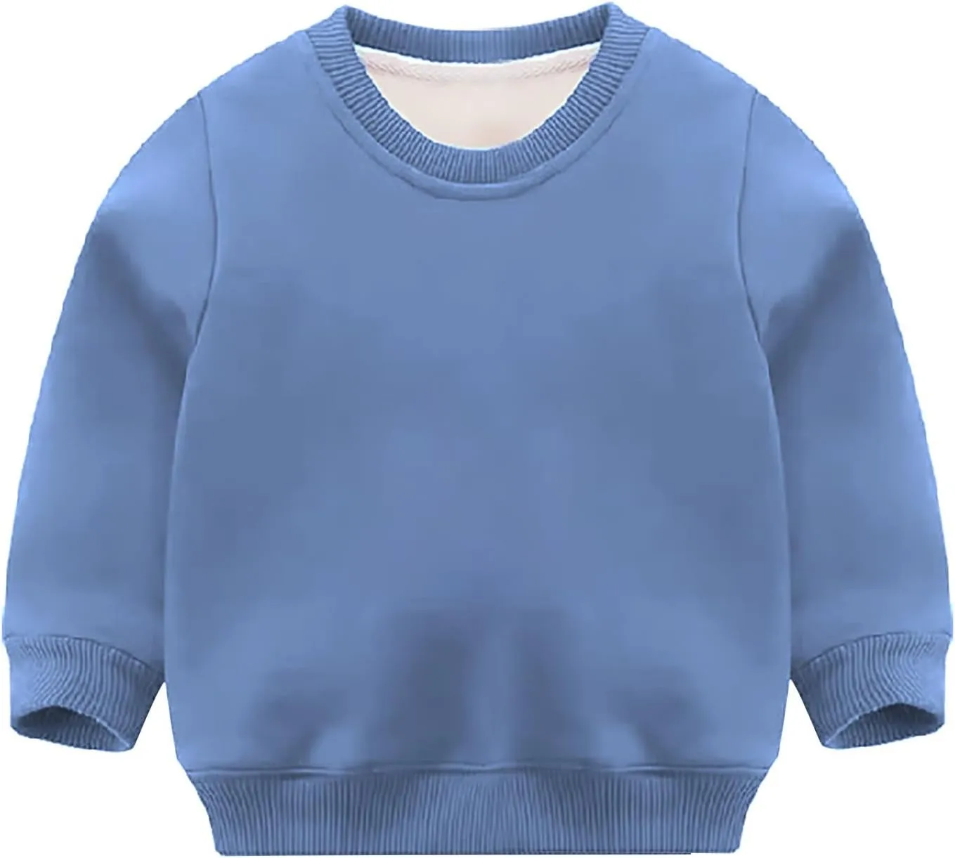 Girls and Toddlers' Winter Sherpa Lined Crewneck Sweatshirt Pullover Tops Kids Fleece Sweatshirt Boys Cotton Shirt