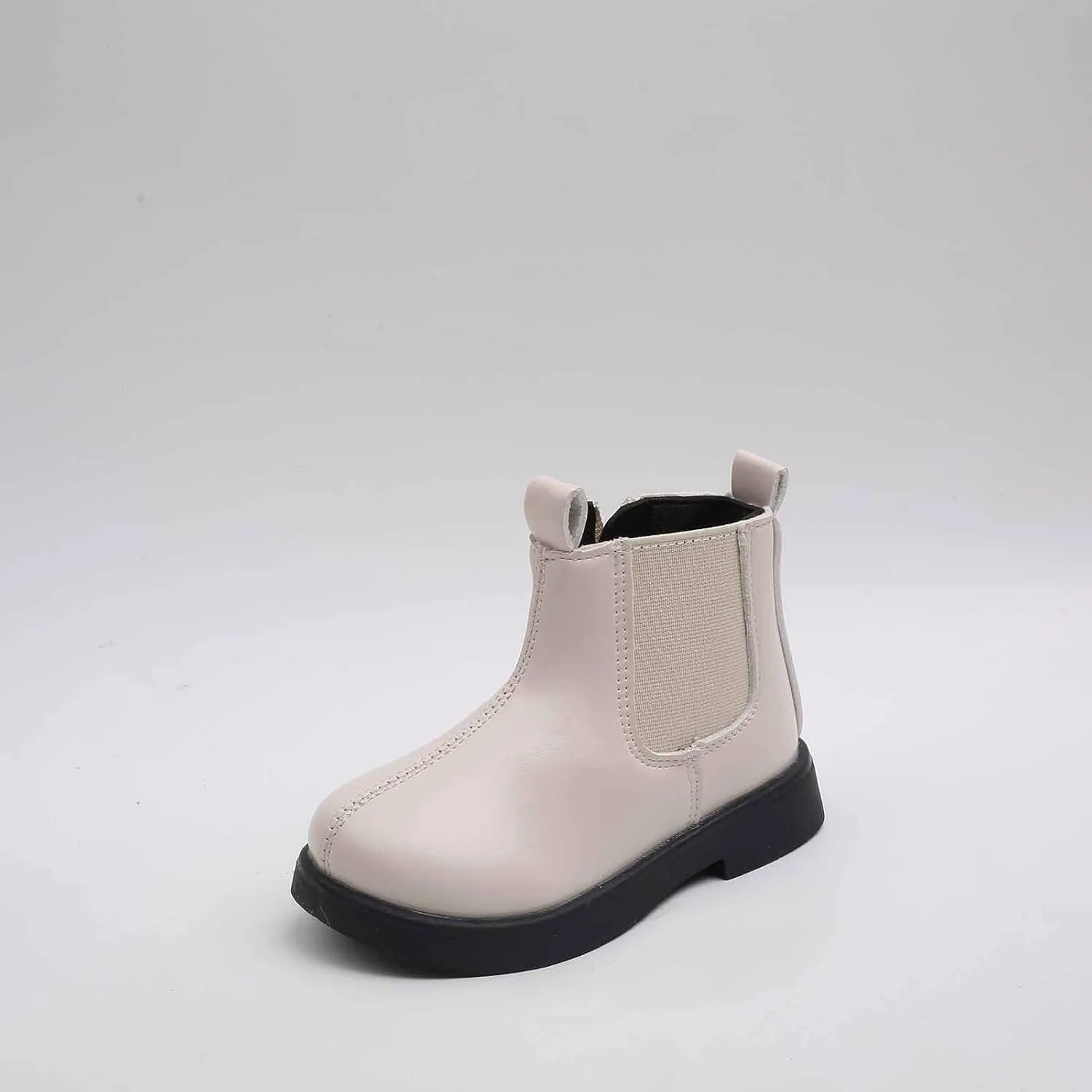 Girls Ankle Boots, Girls Leather Shoes Waterproof Leather Short Boots Non Slip Breathable Nude Boots with Zipper (Beige-2, 2.5-3 Years)