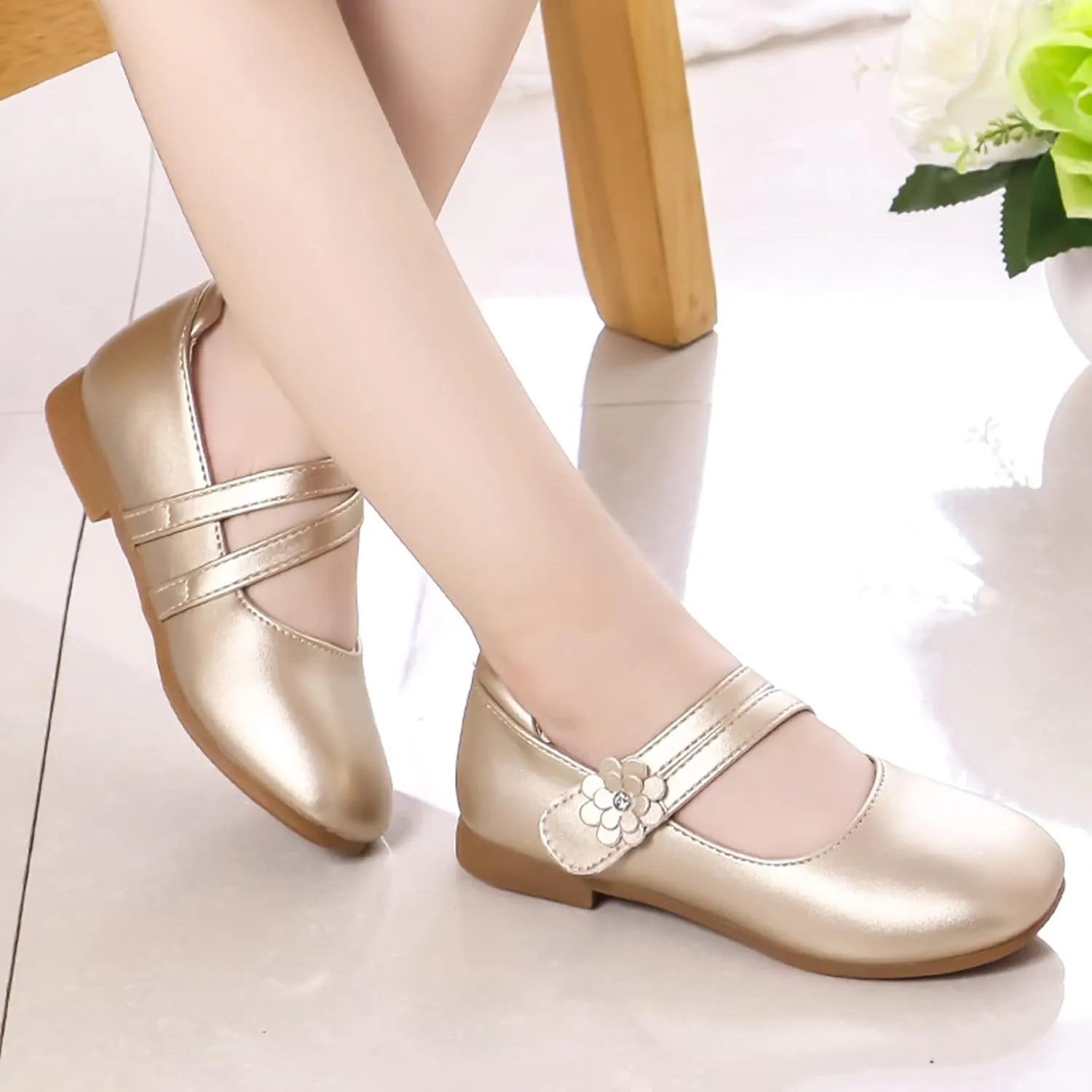 Girls Dress Shoes Flower Girl Little Kids Mary Jane Ballet Flats Flower Wedding Party Communion Shoes