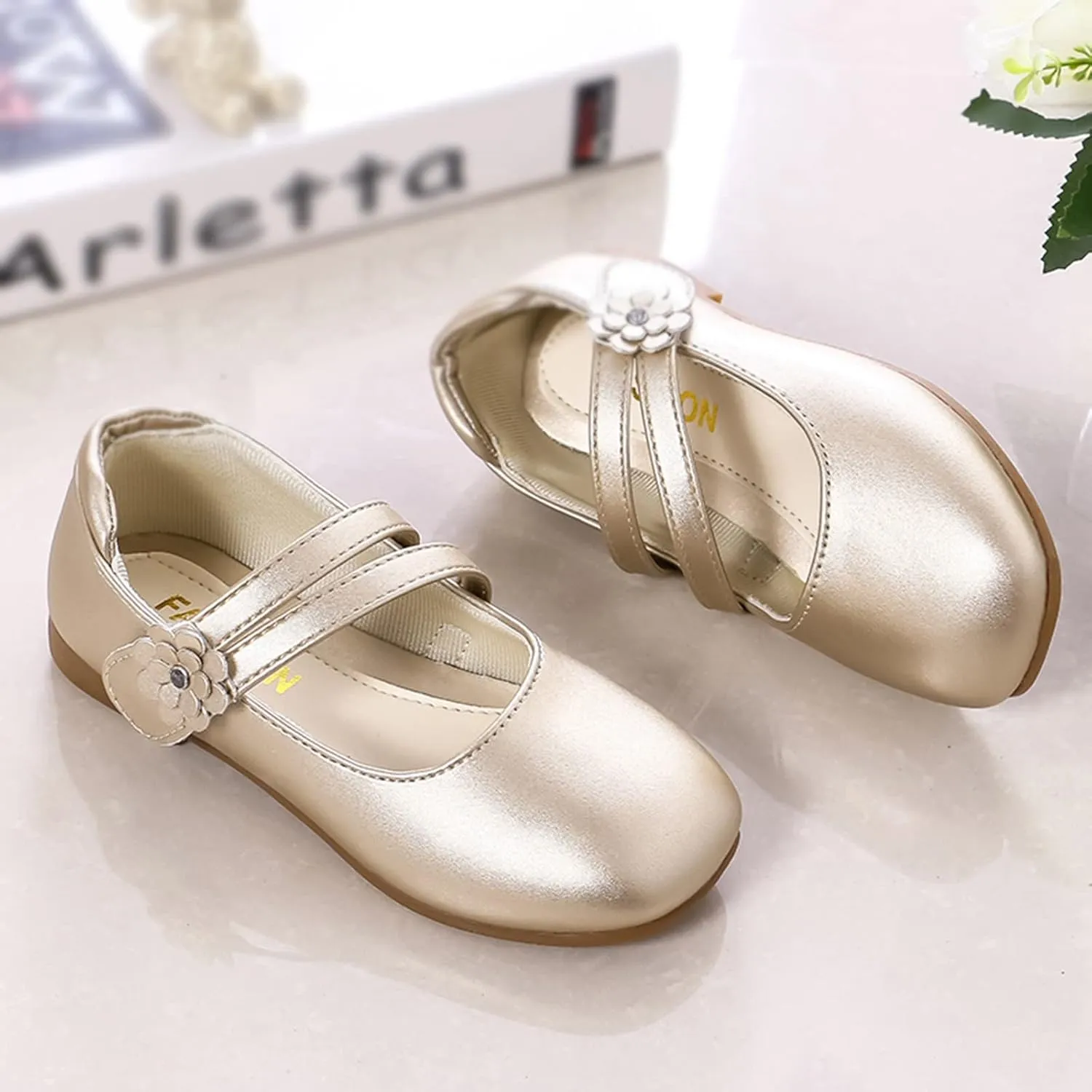 Girls Dress Shoes Flower Girl Little Kids Mary Jane Ballet Flats Flower Wedding Party Communion Shoes