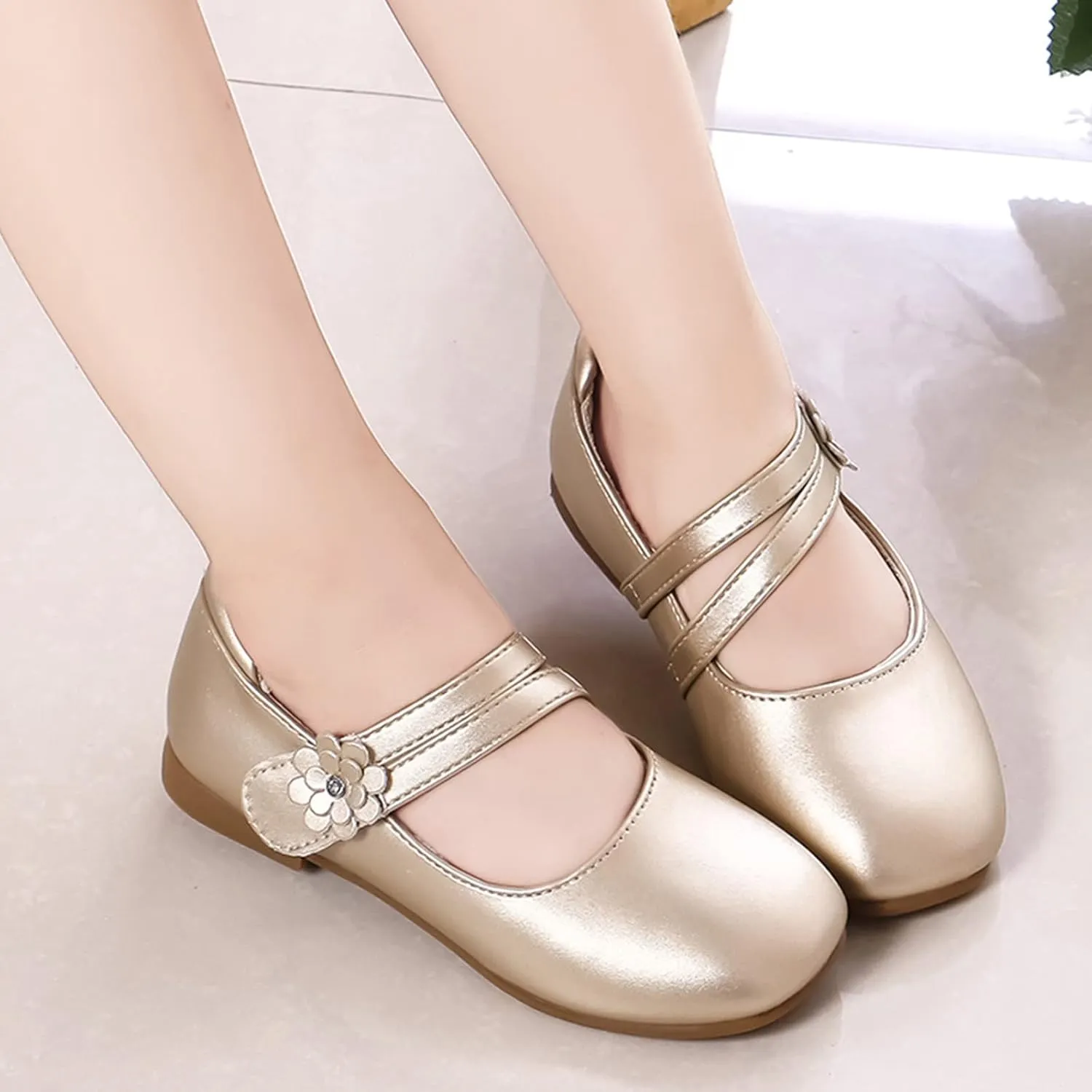 Girls Dress Shoes Flower Girl Little Kids Mary Jane Ballet Flats Flower Wedding Party Communion Shoes