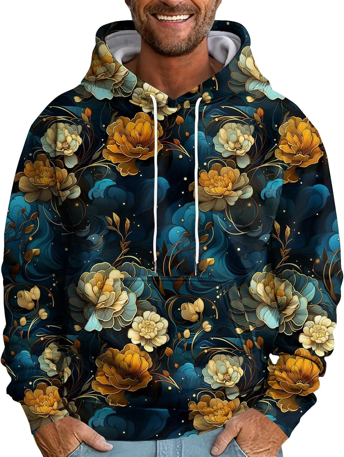 GOFULY Men'S Hoodies Camo Sweatshirts Fashion Fall Hoodies Pullover Drawstring Winter Long Sleeve Shirt With Kangaroo Pocket