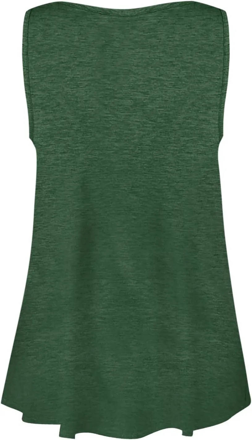 GOFULY Tank Top for Women Loose Fit Solid Plain Summer Oversized T Shirts Plus Size Tank Henley Button Down Sleeveless Top