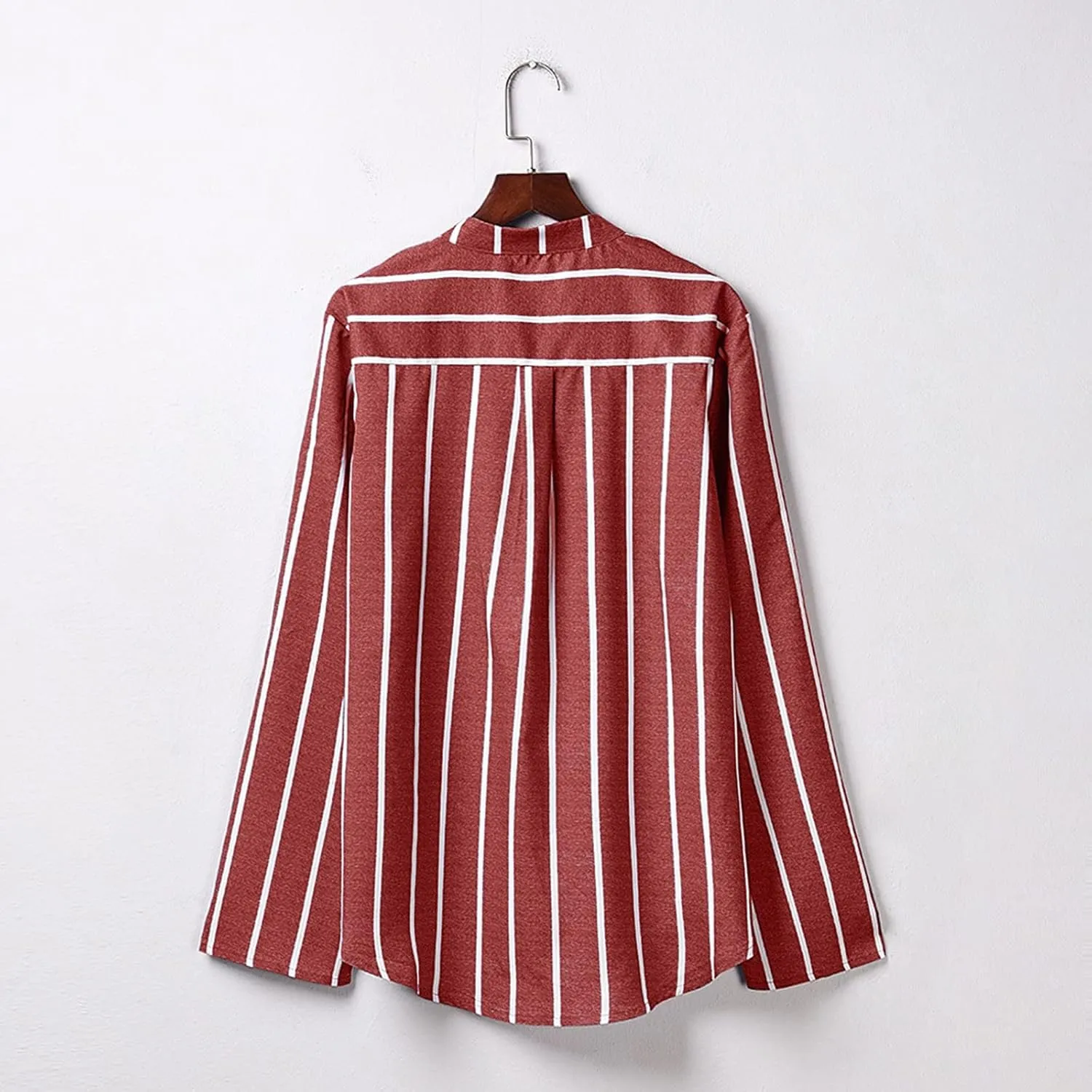 GOKKILRW Womens Cotton Linen Shirts Long Sleeve Button Down Lighweight Spring Summer Striped Dressy Blouses Casual Work Tops