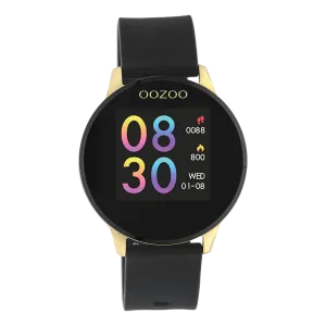 Gold coloured OOZOO smartwatch with black rubber strap - Q00120