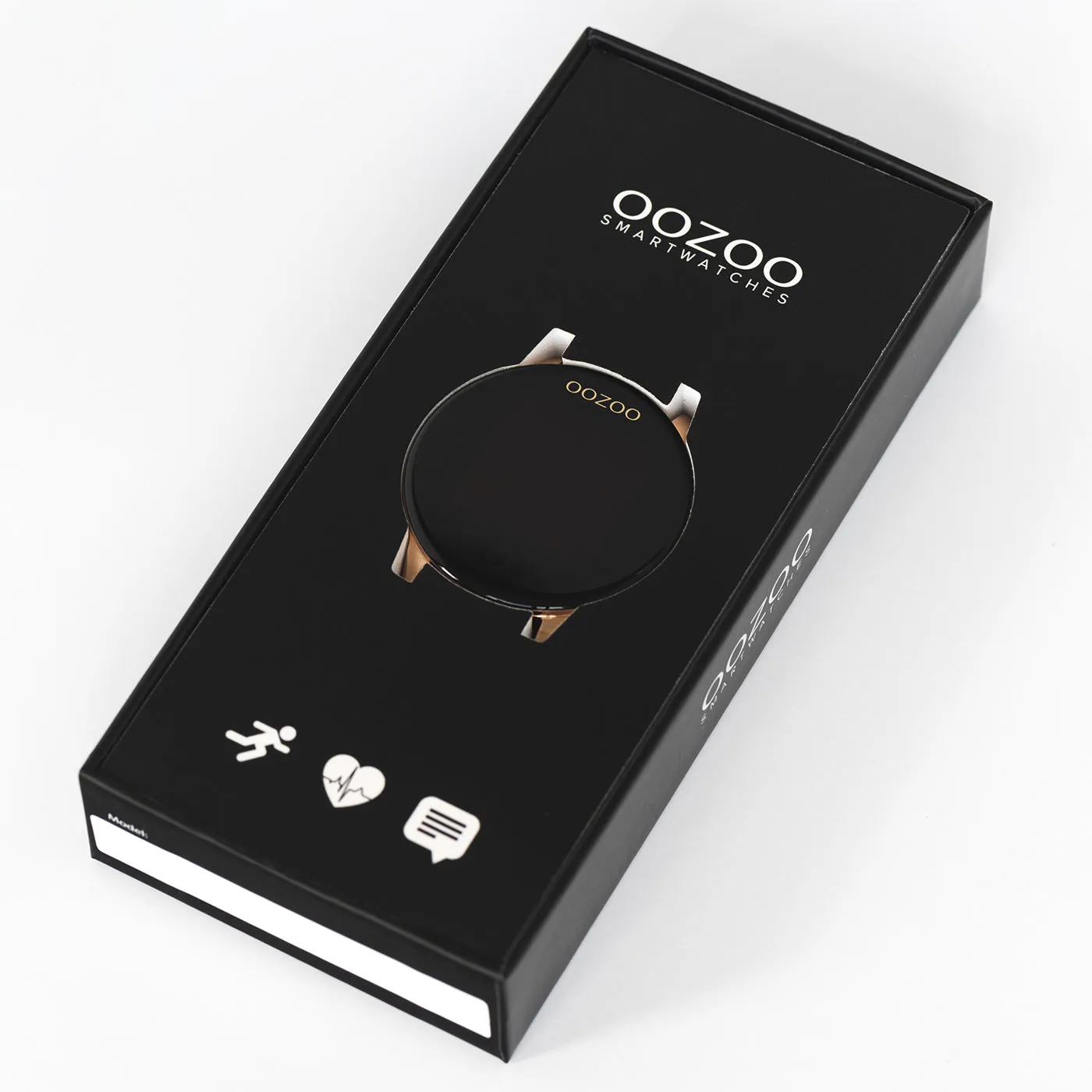 Gold coloured OOZOO smartwatch with black rubber strap - Q00120