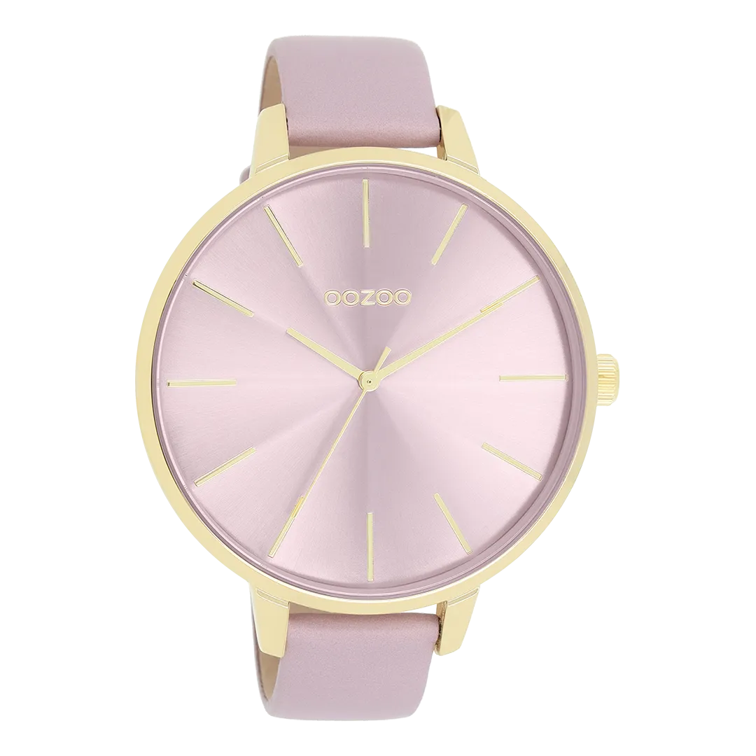 Gold coloured OOZOO watch with lilac leather strap - C11348