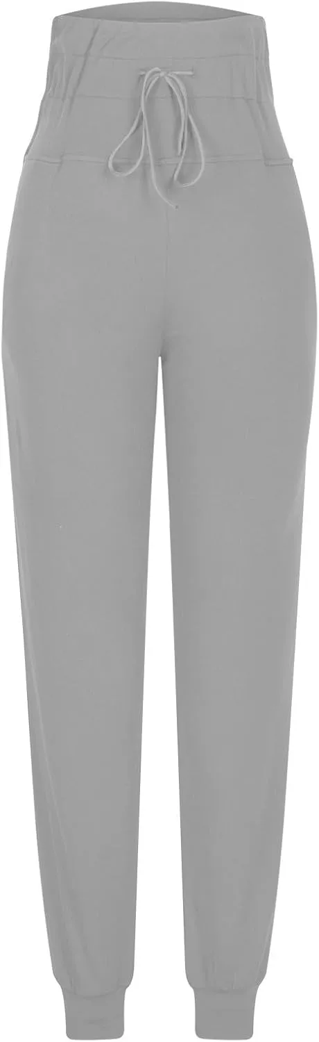 Gumipy Womens Joggers with Pockets Drawstring High Waisted Stretchy Sweatpants Soft Comfy Yoga Pants Tapered Lounge Pants