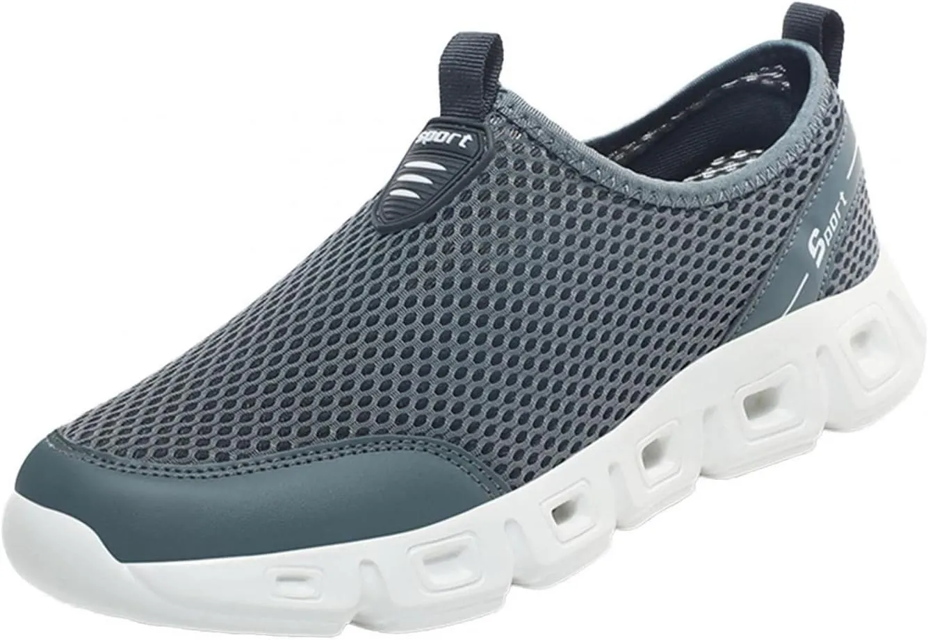 Hbeylia Men's Running Sneakers Breathable Lightweight Mesh Slip On Sport Athletic Tennis Walking Workout Gym Anti Skid Flat Bottom Walking Driving Shoes Running Hiking Jogging Shoes For Male