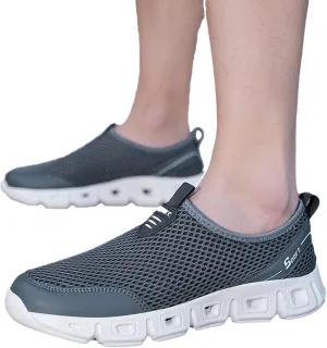 Hbeylia Men's Running Sneakers Breathable Lightweight Mesh Slip On Sport Athletic Tennis Walking Workout Gym Anti Skid Flat Bottom Walking Driving Shoes Running Hiking Jogging Shoes For Male