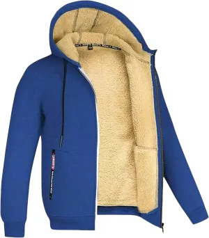 Heavyweight Sherpa Hoodies for Men Thick Fleece Lined Full Zip Up Winter Warm Sweatshirts Windproof Casual Coat for Men
