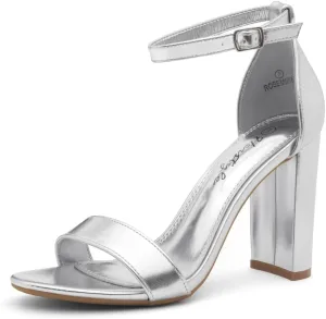 Herstyle Womens Chunky Block Heels  Open Toe Ankle Strap Sandals, 3.75 Inch High Heels for Wedding, Party & Dressy Occasions  Comfortable Strappy Dress Shoes