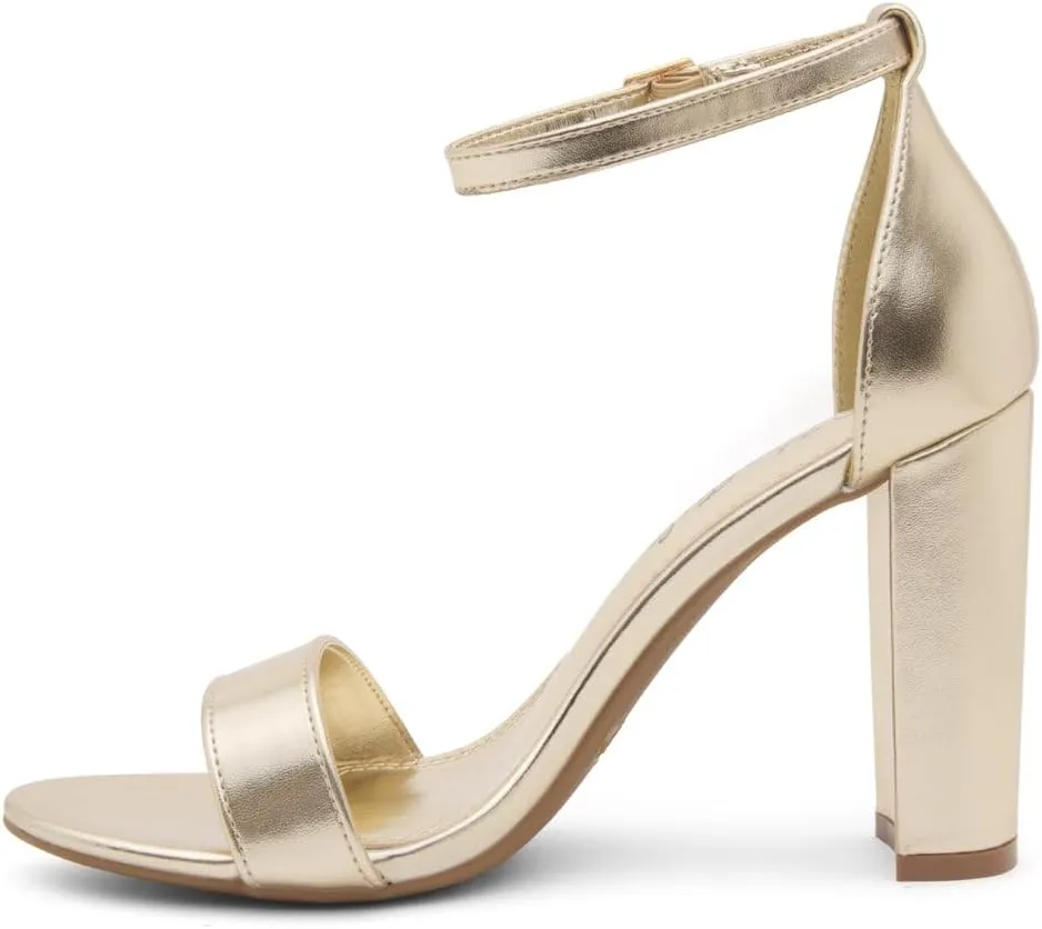Herstyle Womens Chunky Block Heels  Open Toe Ankle Strap Sandals, 3.75 Inch High Heels for Wedding, Party & Dressy Occasions  Comfortable Strappy Dress Shoes