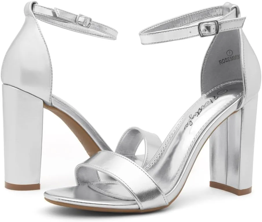 Herstyle Womens Chunky Block Heels  Open Toe Ankle Strap Sandals, 3.75 Inch High Heels for Wedding, Party & Dressy Occasions  Comfortable Strappy Dress Shoes