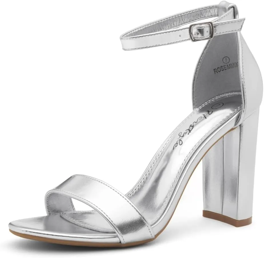 Herstyle Womens Chunky Block Heels  Open Toe Ankle Strap Sandals, 3.75 Inch High Heels for Wedding, Party & Dressy Occasions  Comfortable Strappy Dress Shoes
