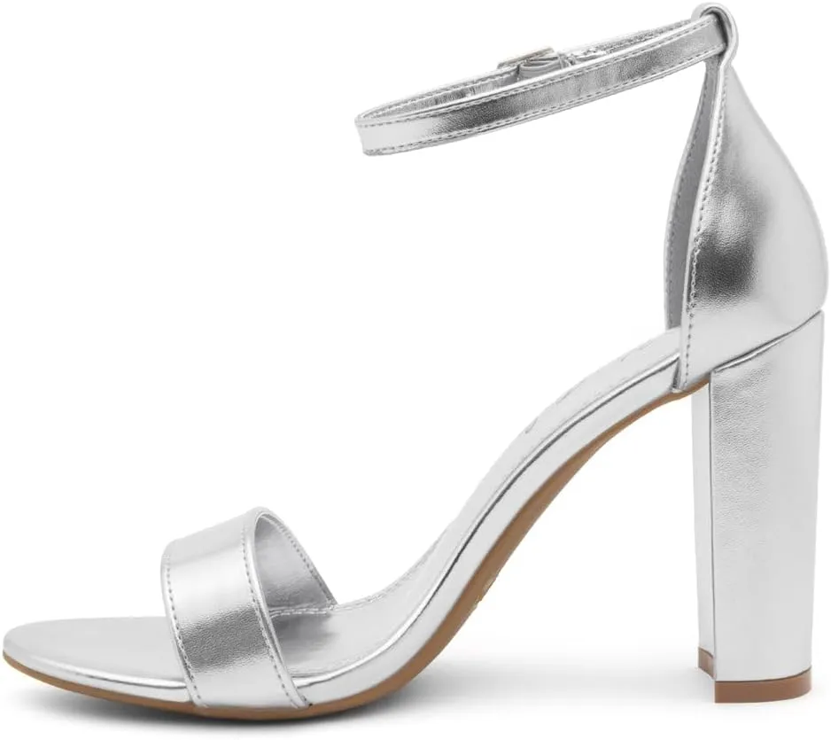 Herstyle Womens Chunky Block Heels  Open Toe Ankle Strap Sandals, 3.75 Inch High Heels for Wedding, Party & Dressy Occasions  Comfortable Strappy Dress Shoes
