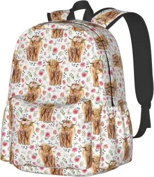 Highland Cow Backpack 16 Inches Lightweight Travel Laptop Backpack