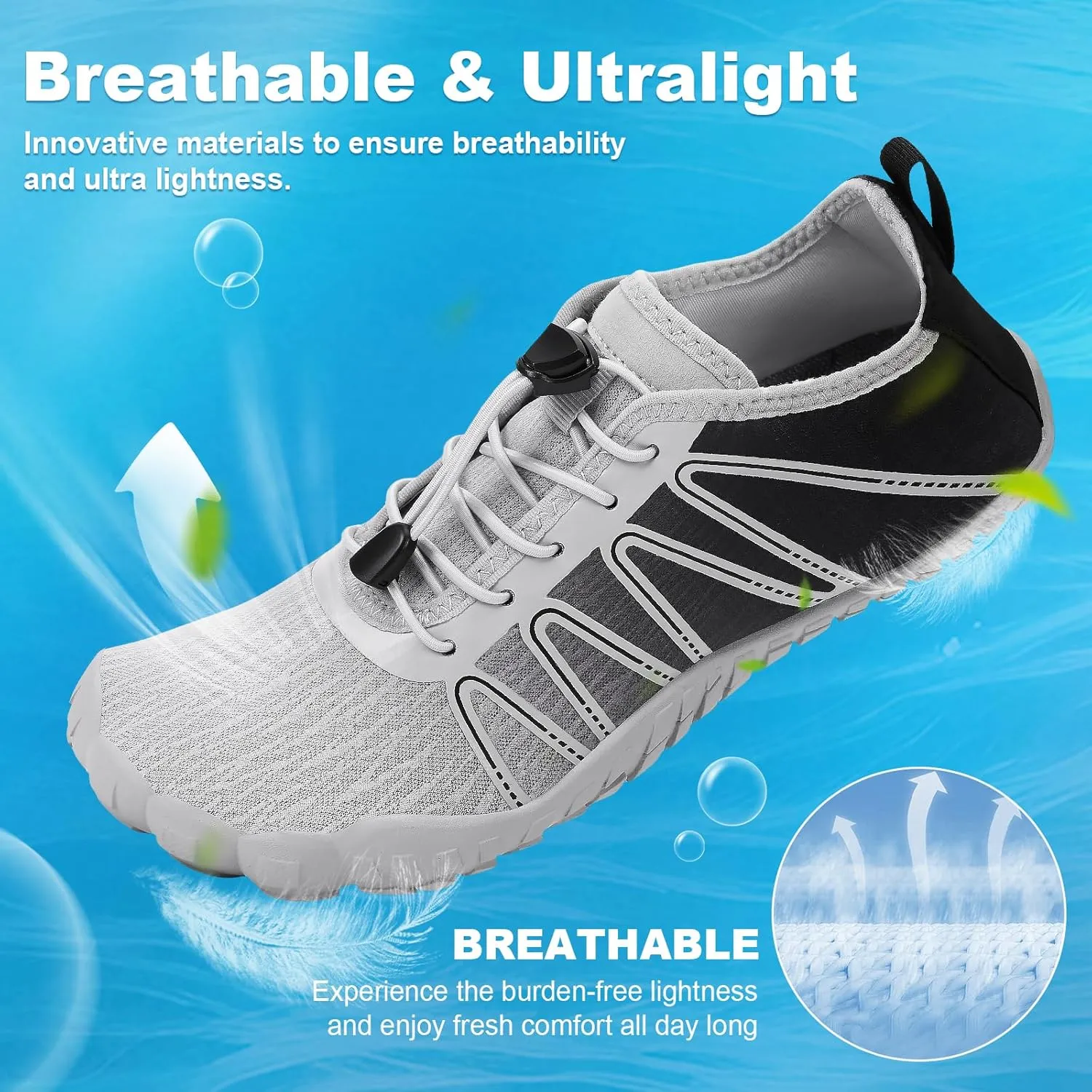 Hike Barefoot Shoes Women Men Footwear Wide Toe Quick-Dry Pro Barefoot Beach Swim Minimalist Grounding Shoes Breathable Non-Slip Grounded Footwear for Walking Kayaking Hiking Surfing