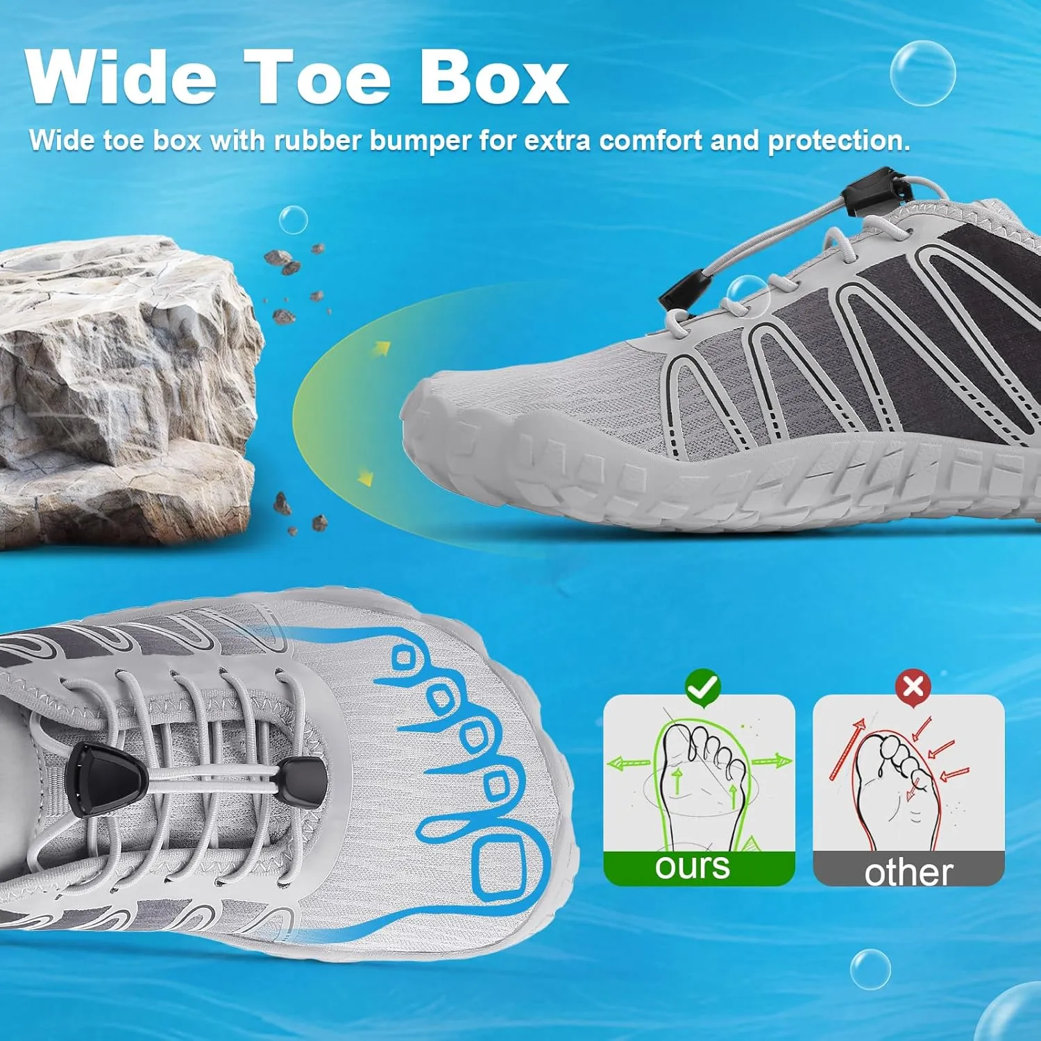 Hike Barefoot Shoes Women Men Footwear Wide Toe Quick-Dry Pro Barefoot Beach Swim Minimalist Grounding Shoes Breathable Non-Slip Grounded Footwear for Walking Kayaking Hiking Surfing